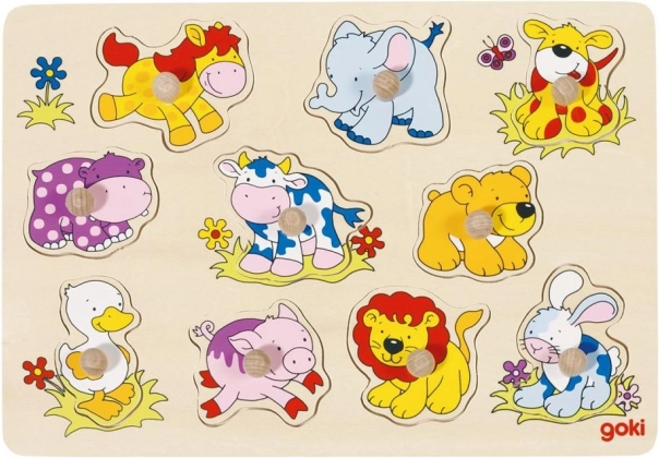 GOKI Holzpuzzle mit Griffen Kleine Tiere