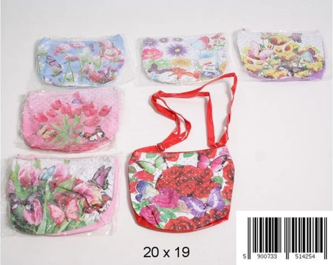 Geschenkpapiertüte mit Blumen und Schmetterlingen