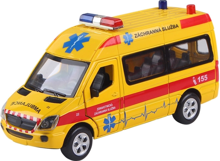 Rettungsfahrzeug 1:36 mit Licht und Sound, Pull-Back