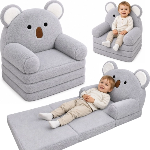 Ausklappbarer Kinder-Sessel 2in1 Koala, grau
