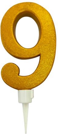 Tortenkerze Zahl 9 gold 16 cm