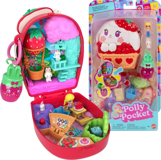 Polly Pocket kompakter Set Kaninchen-Picknick mit Figuren und Zubehör