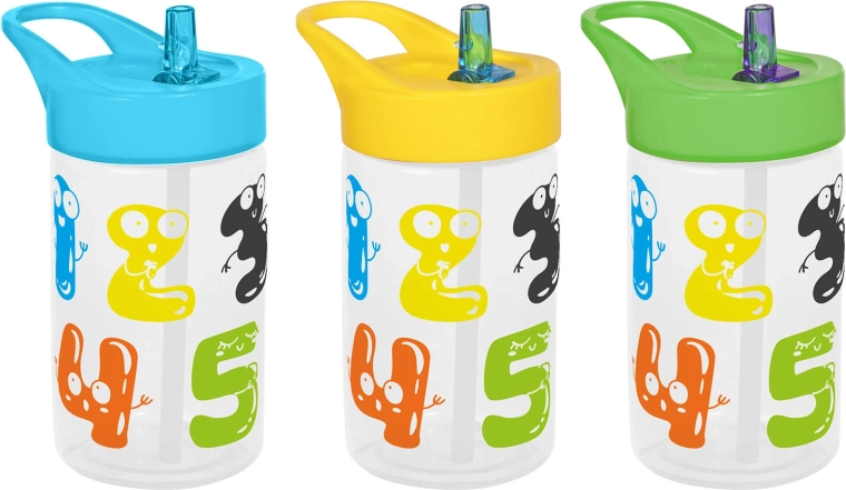Kindertrinkflasche mit Trinkhalm 400 ml