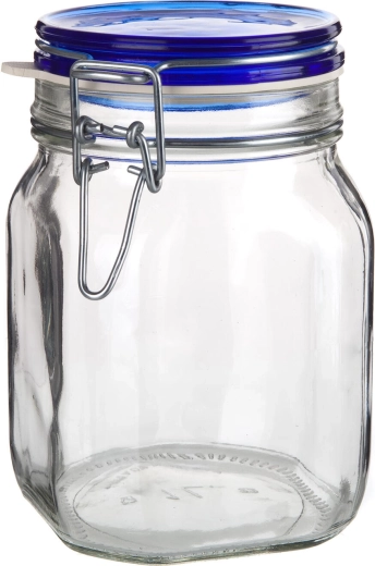 Hermetisches Glasgefäß 1 l mit Bügelverschluss Fido Blue