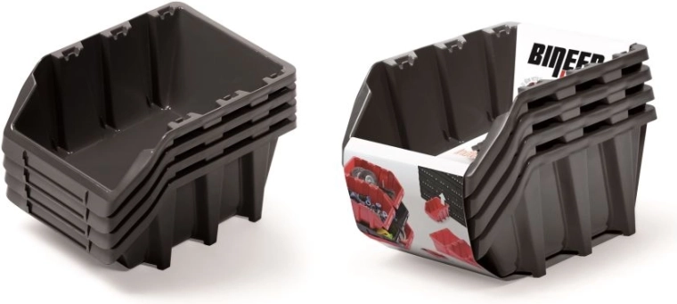 Set aus Aufbewahrungsboxen Bineer Long, 4 Stk., schwarz