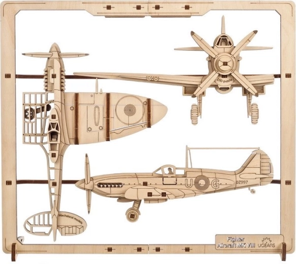Ugears hölzernes mechanisches Puzzle Jagdflugzeug