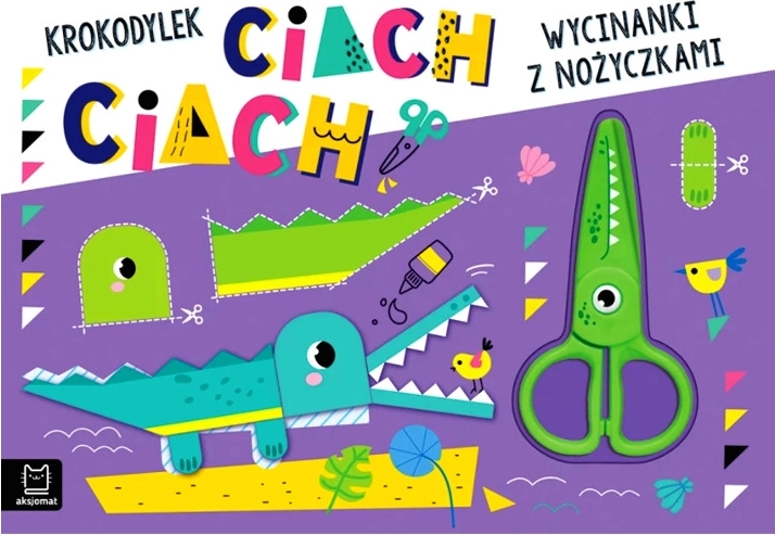 Ausschneidevorlagen mit Schere Kleines Krokodil plitsch, platsch!