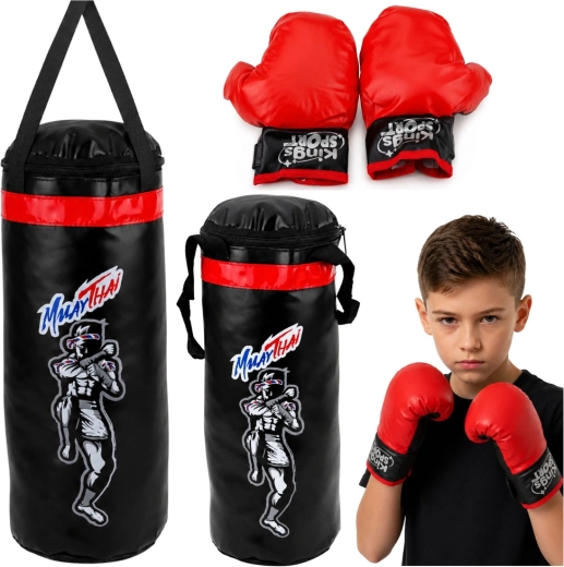 Kinder-Boxset Muay Thai M – Boxsack 55 × 17 cm und Handschuhe