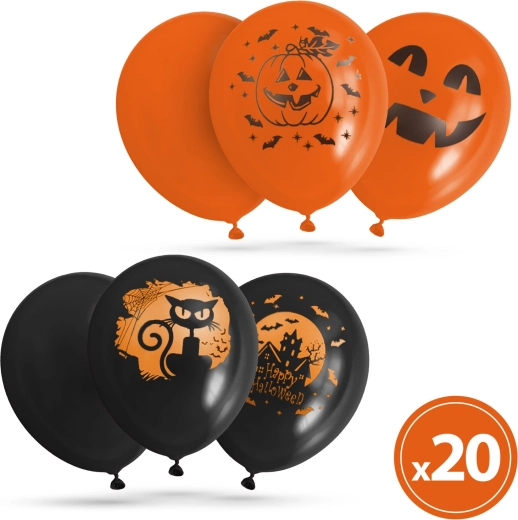 Halloween-Ballons-Set, 20 Stück