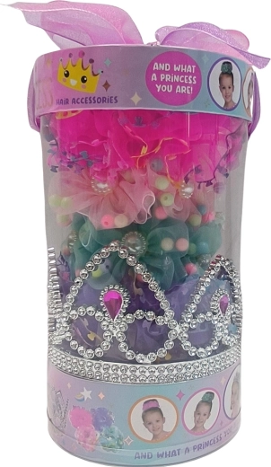 Set aus bunten Haargummis mit Krone für Kinder