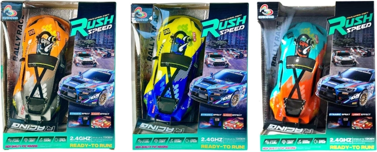 Drift-RC-Auto mit Fernbedienung mit Lichtern, Sounds und Dampf + Ladegerät