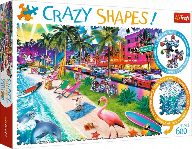 Puzzle TREFL Crazy Shapes – Strand von Miami, 600 Teile