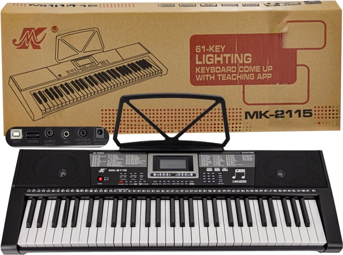 Elektronisches Keyboard mit 61 Tasten, beleuchtete Tasten, Netzadapter