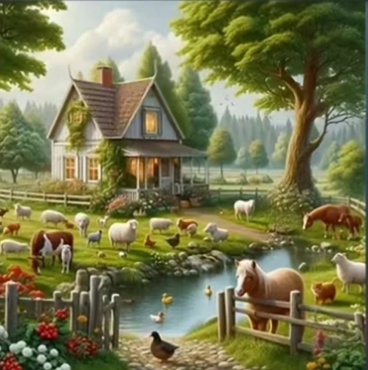 Norimpex Diamantmalerei Landhaus mit Tieren 30 × 40 cm