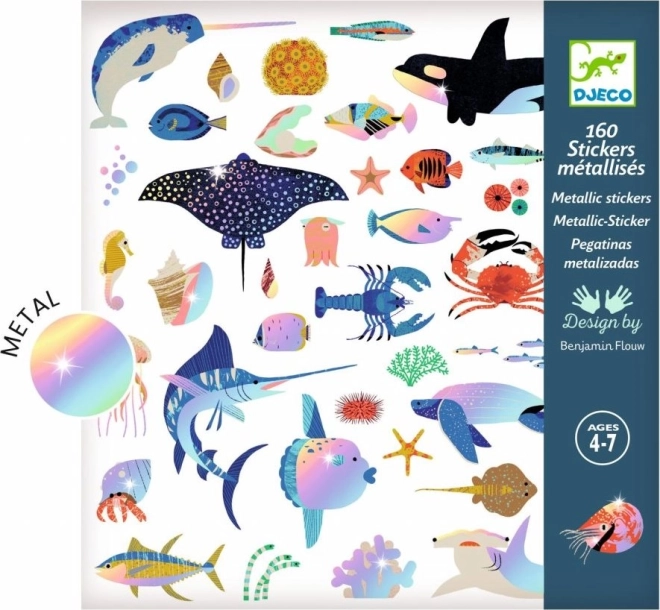 Djeco Metallic-Aufkleber – Ozean, 160 Stück