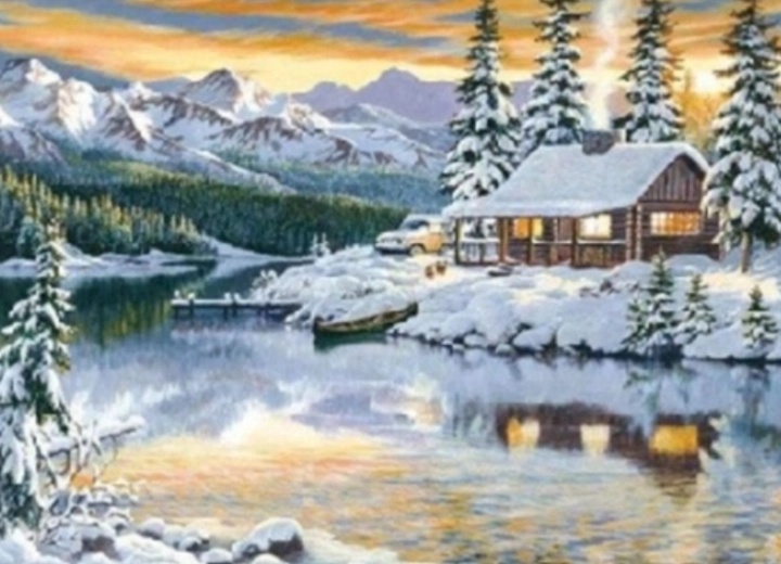 Diamantmalerei Berghütte 30 × 40 cm