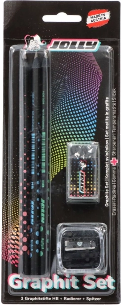 Set aus Bleistiften, Radiergummi und Anspitzer 3 in 1 Jolly Next Gen