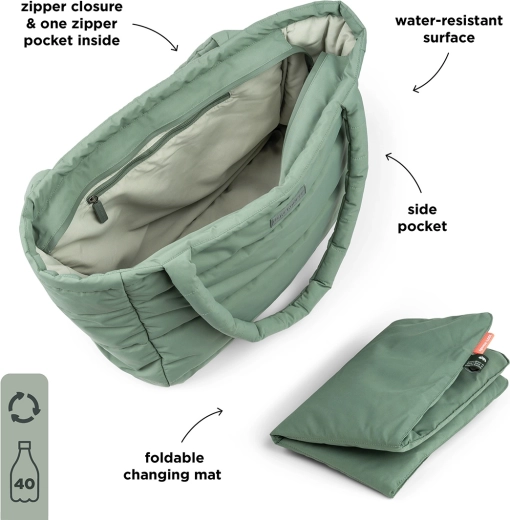 Done by Deer große gesteppte Wickeltasche grün