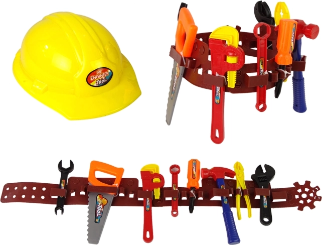 Kinder-Set für kleine Handwerker mit Werkzeuggürtel und Helm