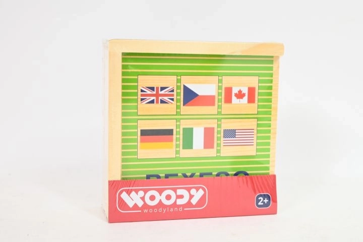 Woody Holz-Memo-Spiel mit Länderflaggen – 44 Spielsteine