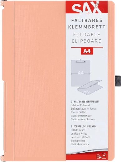 Verschließbare Klemmbrettmappe SAX A4 lachsfarben