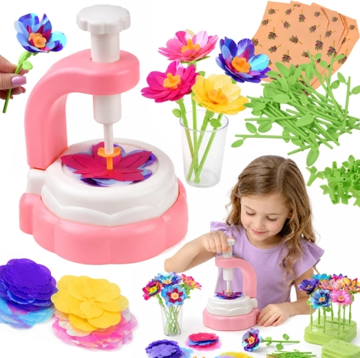 Kreatives DIY-Set zum Basteln von Stoffblumen mit Presse, Vase und Zubehör