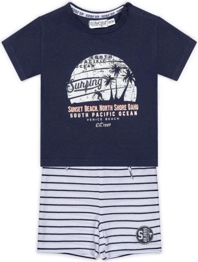 Dirkje Kinder-2-teiliges Set: T-Shirt und Shorts in Navy mit weißen Streifen