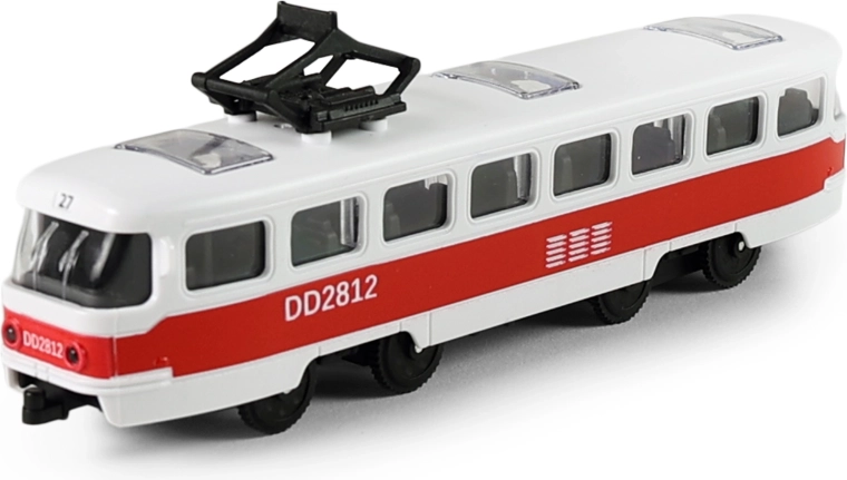 ÖPNV-Straßenbahn rot 16 cm mit Schwungradantrieb