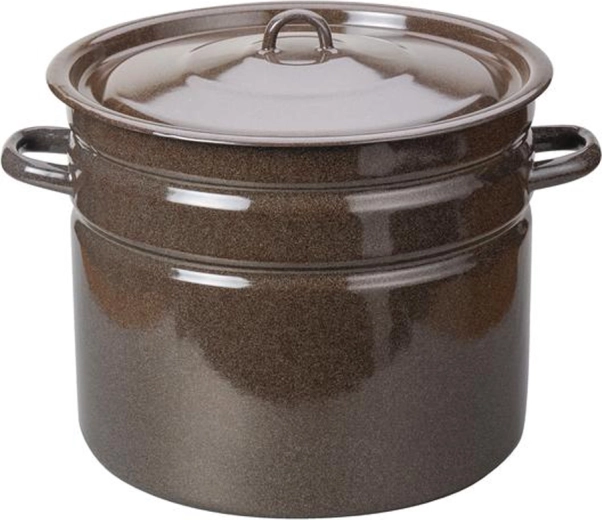 Emaille-Topf mit Deckel 20 l, braun