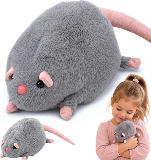 Plüschmaus mit langem Schwanz, grau, 40 cm – 1 Stück