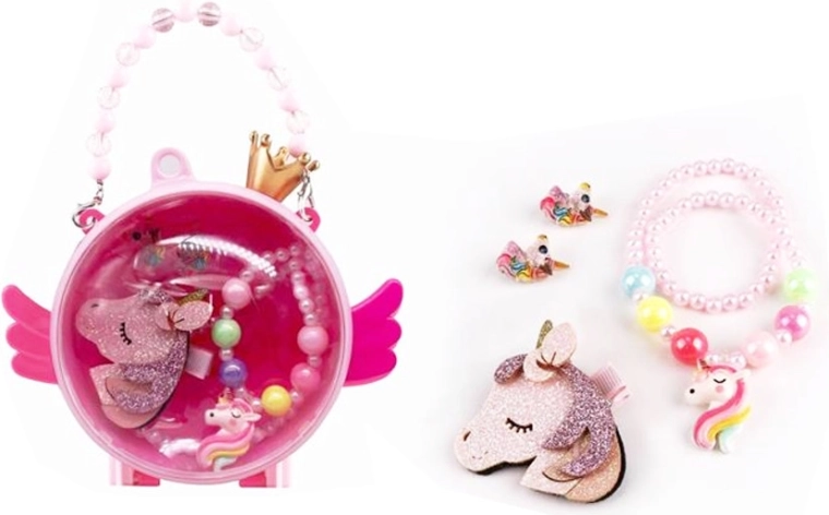 Kinderhandtasche mit Schmuck und Einhorn