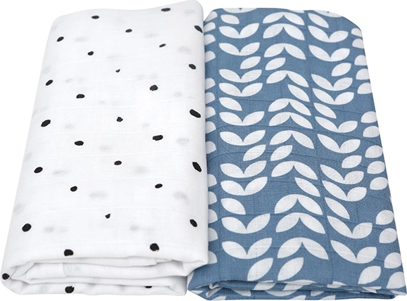 Musselin-Wickeltücher MOTHERHOOD Premium Blue Classics 120×100 cm, 2 Stk.
