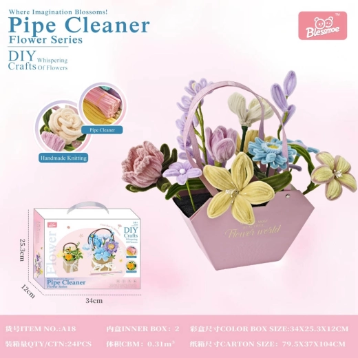 Kreativset zur Herstellung eines bunten Blumenstraußes aus weichen Blumen