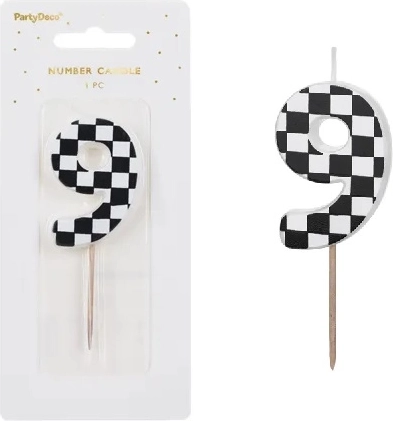 Geburtstagskerze Zahl 9 (5,5 cm) Mix – 1 Stück
