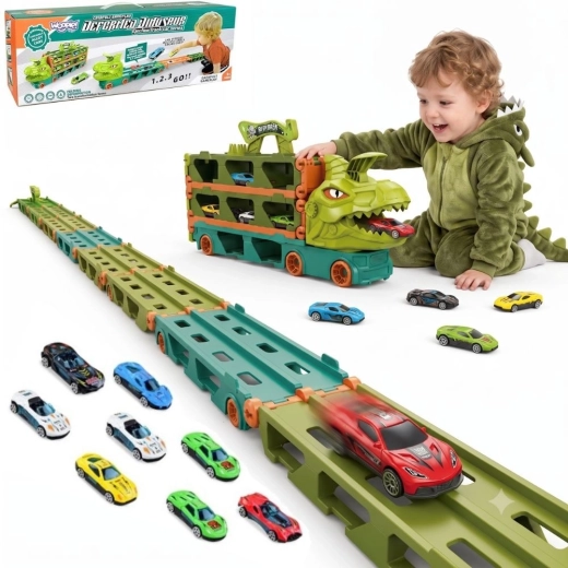 Woopie Dinosaurier-Truck mit Autorennbahn 2,1 m