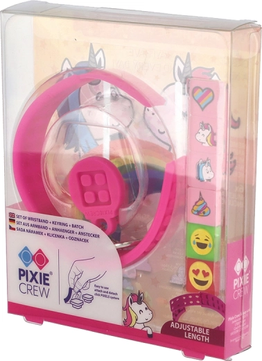 Pixie Crew 3-in-1-Set Einhorn Armband Schlüsselanhänger und Anstecker