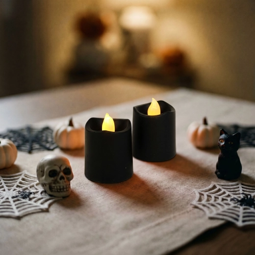 Halloween-LED-Kerzen, schwarz, 2 Stück