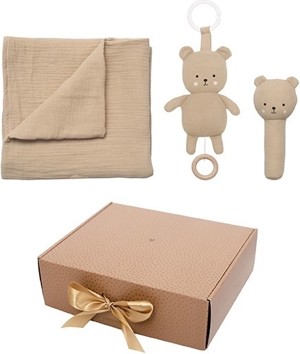 Jabadabado Geschenkset für Babys mit Musselindecke Teddybär