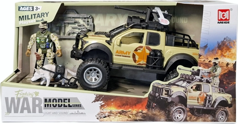Militär-Spielset mit Offroad-Pick-up, Soldat und Hund