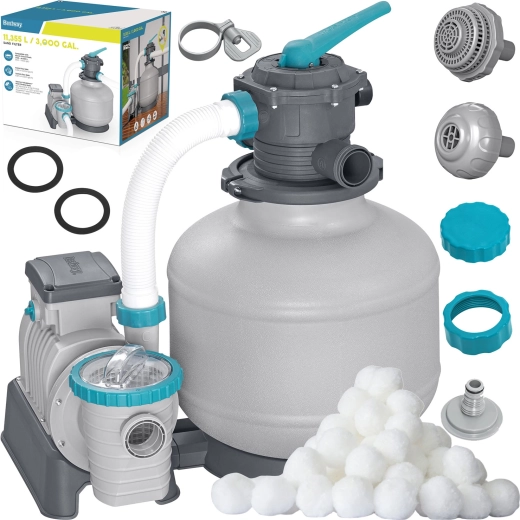 Sandfilteranlage für Pool 11 355 l/h mit Filterbällen BESTWAY