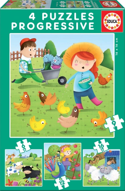 Educa Puzzle Bauernhoftiere 4-in-1 (6–16 Teile)