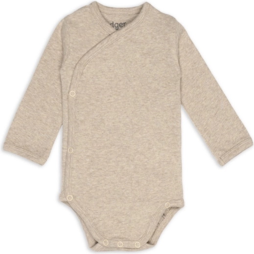 Lodger Wickelbody mit langen Ärmeln melange beige, Gr. 62