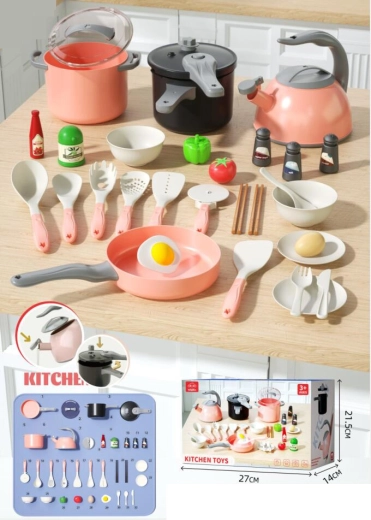 Rosa Kinder-Küchenset 32-teilig