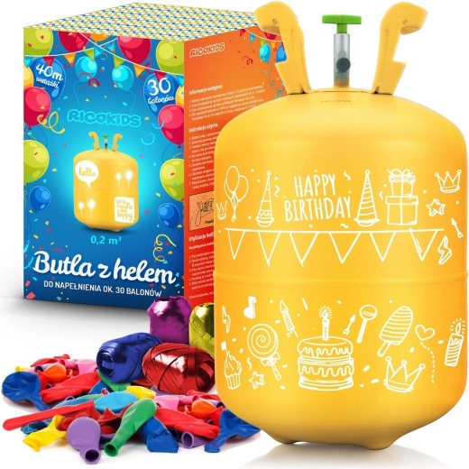 Ricokids Heliumflasche 0,20 m³ mit Luftballons und Band
