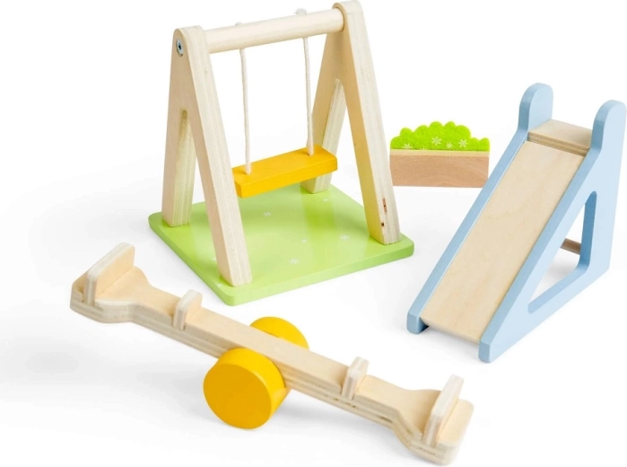 Bigjigs Toys Holz-Spielplatz im Freien für Puppenhaus