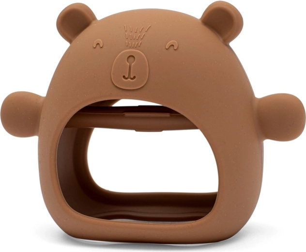 Silikon-Beißring für die Hand, Bärchen, New Baby, karamellbraun