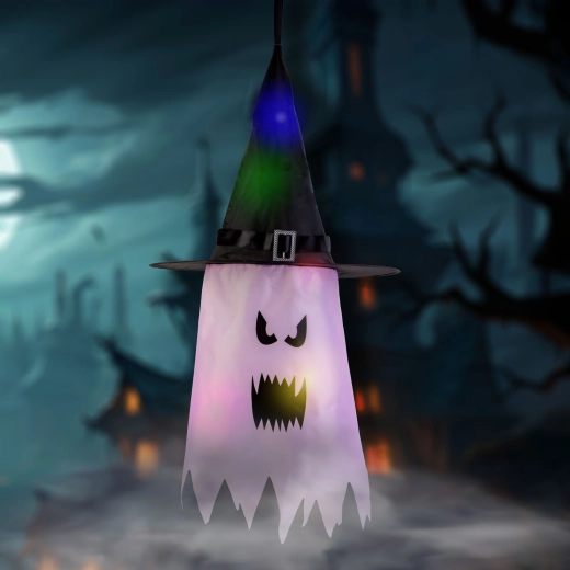 Halloweendekoration als LED-Gespenst zum Aufhängen, rosa