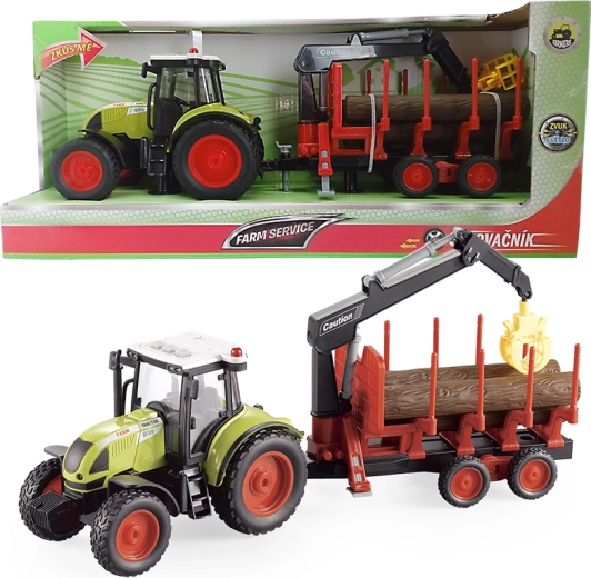 Farm-Service Traktor mit Holztransportanhänger 1:16