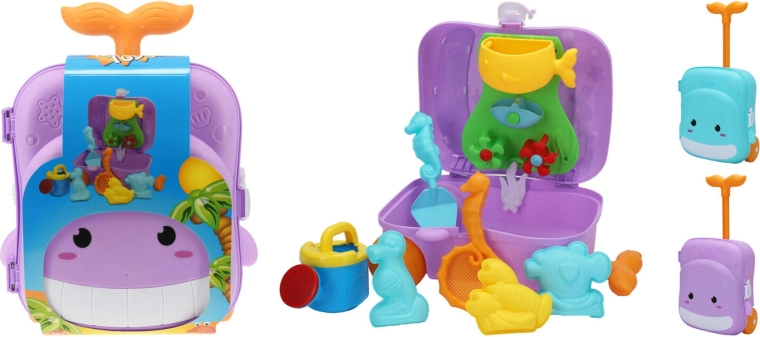 Köfferchen mit Sandformen – Set mit 7 Teilen, Farbmix