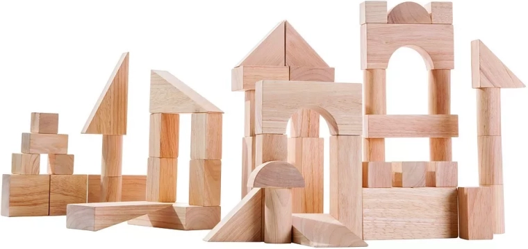 PlanToys naturbelassener Holzbaukasten 50 Teile